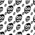 Seamless pattern with funny black monster faces Royalty Free Stock Photo